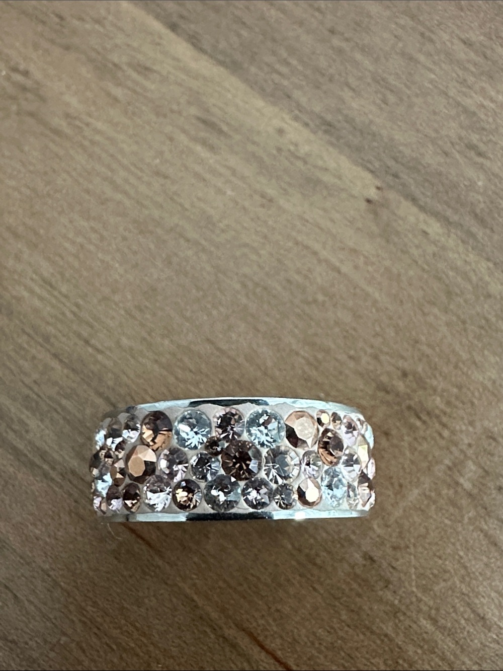 Elegant Crystal Pavé Band Ring in Champagne and Clear - Women Jewelry 6.5